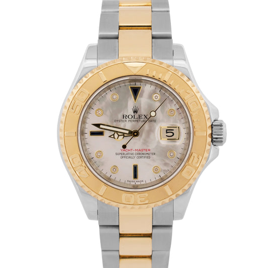 2009 PAPERS Rolex Yacht-Master FACTORY MOP DIAMOND 18K 40mm REHAUT 16623 BOX