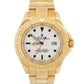 Rolex Yacht-Master 40mm WHITE 18K Yellow Gold Oyster GREEN STICKER Watch 16628