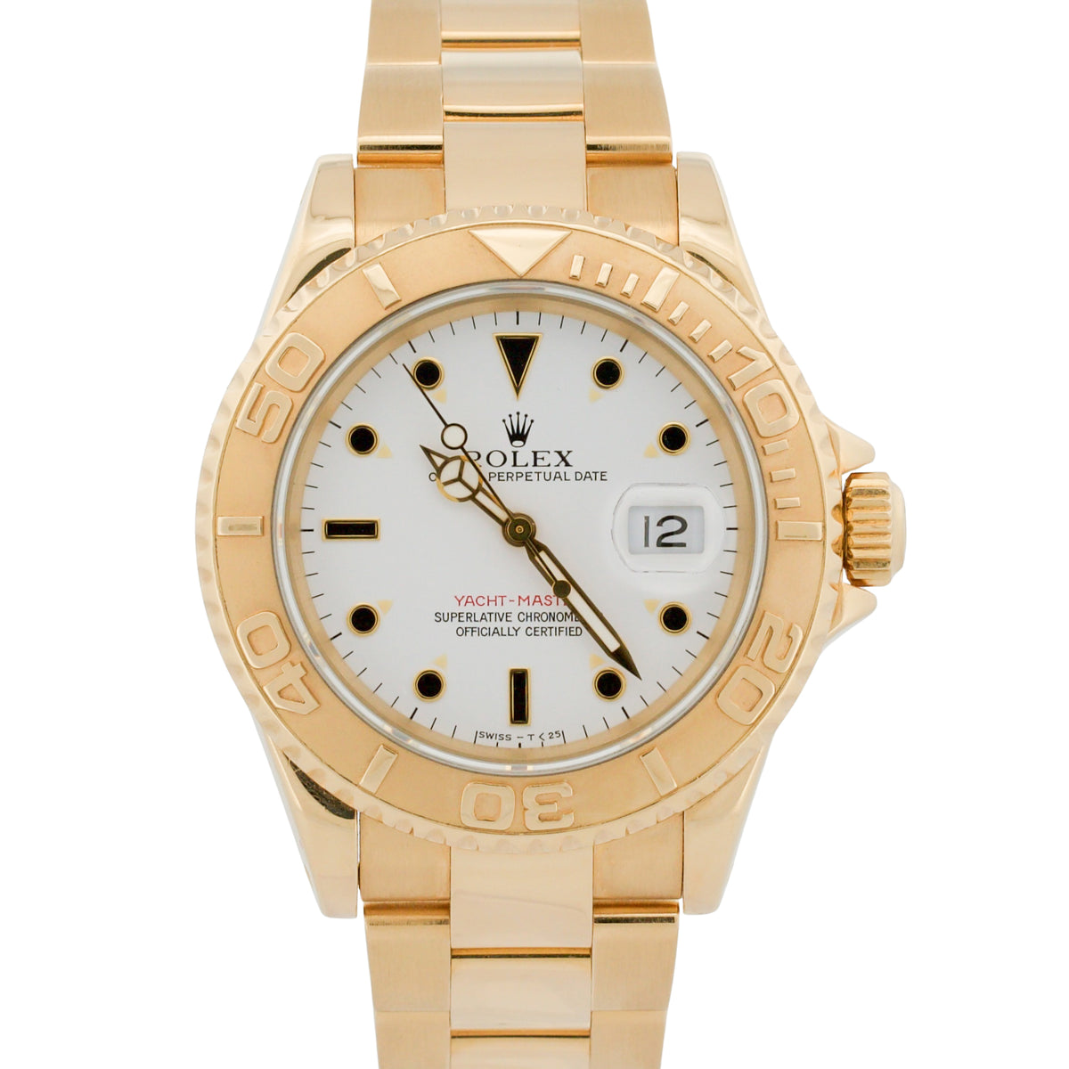 1991 Rolex Yacht-Master 16628 White 18K Yellow Gold 40mm Oyster Automatic Watch