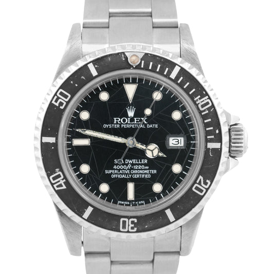 PAPERS Rolex Sea-Dweller 40mm SPIDER DIAL Black Steel PATINA Watch 16660 BOX
