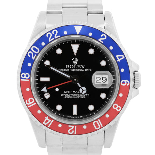 1993 Rolex GMT-Master PEPSI Blue Red Stainless Steel OYSTER Black 40mm 16700