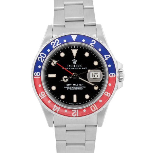 1993 Rolex GMT-Master 16700 Pepsi Blue Red Stainless Steel Oyster 40mm Watch