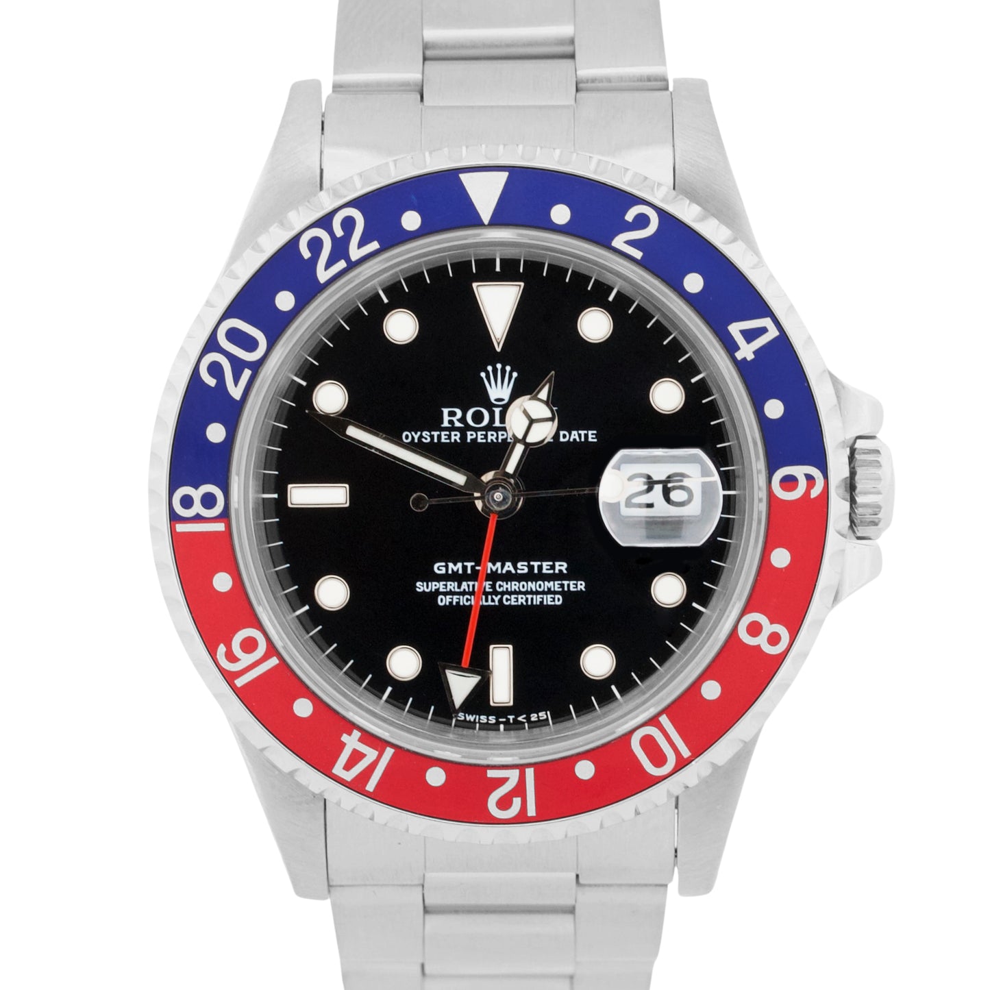 1993 Rolex GMT-Master 16700 Pepsi Blue Red Stainless Steel Black 40mm Watch