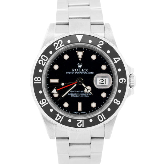 PAPERS UNPOLISHED Rolex GMT-Master II BLACK Stainless OYSTER 16710 Watch BOX