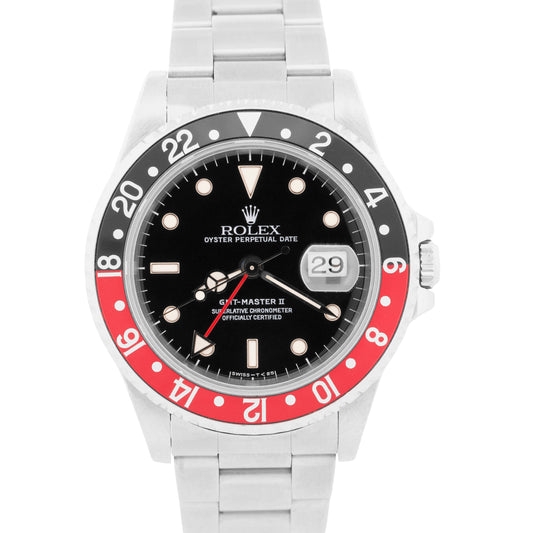 1997 Rolex GMT-Master II 40mm COKE Red Black Stainless Steel OYSTER 16710 Watch