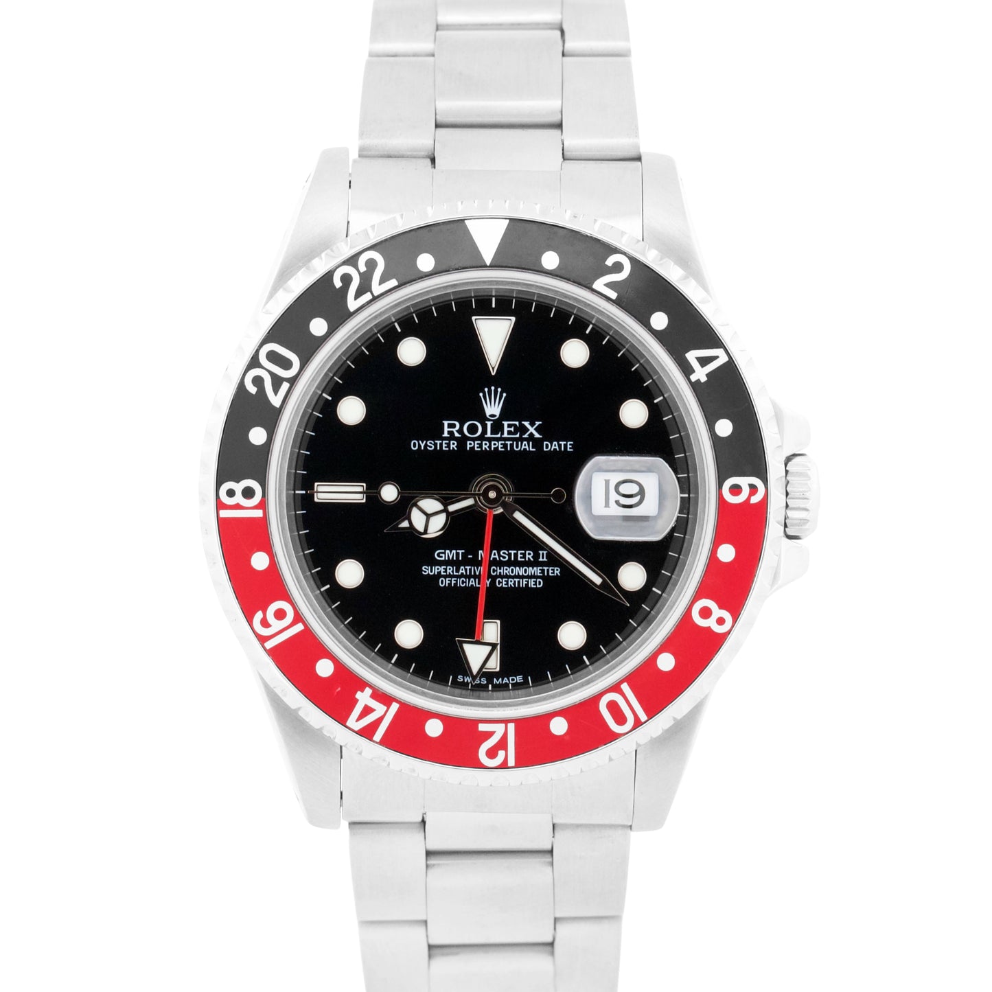 1993 Rolex GMT-Master II 40mm COKE Red Black Stainless Steel Oyster 16710 Watch