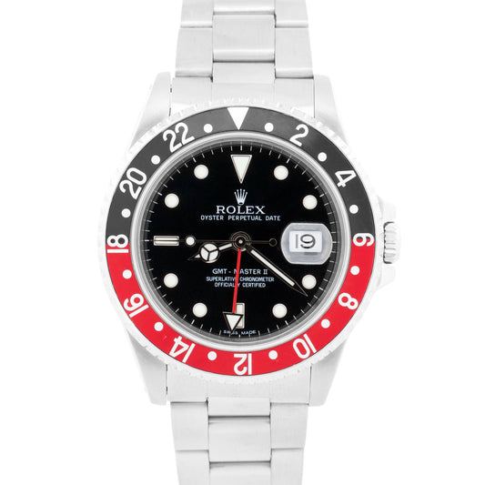1993 Rolex GMT-Master II 40mm COKE Red Black Stainless Steel Oyster 16710 Watch