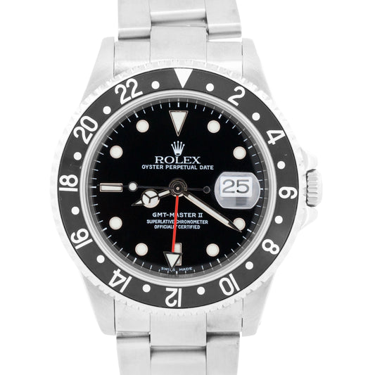 PAPERS Rolex GMT-Master II BLACK Red Stainless Steel Date OYSTER 16710 Watch BOX
