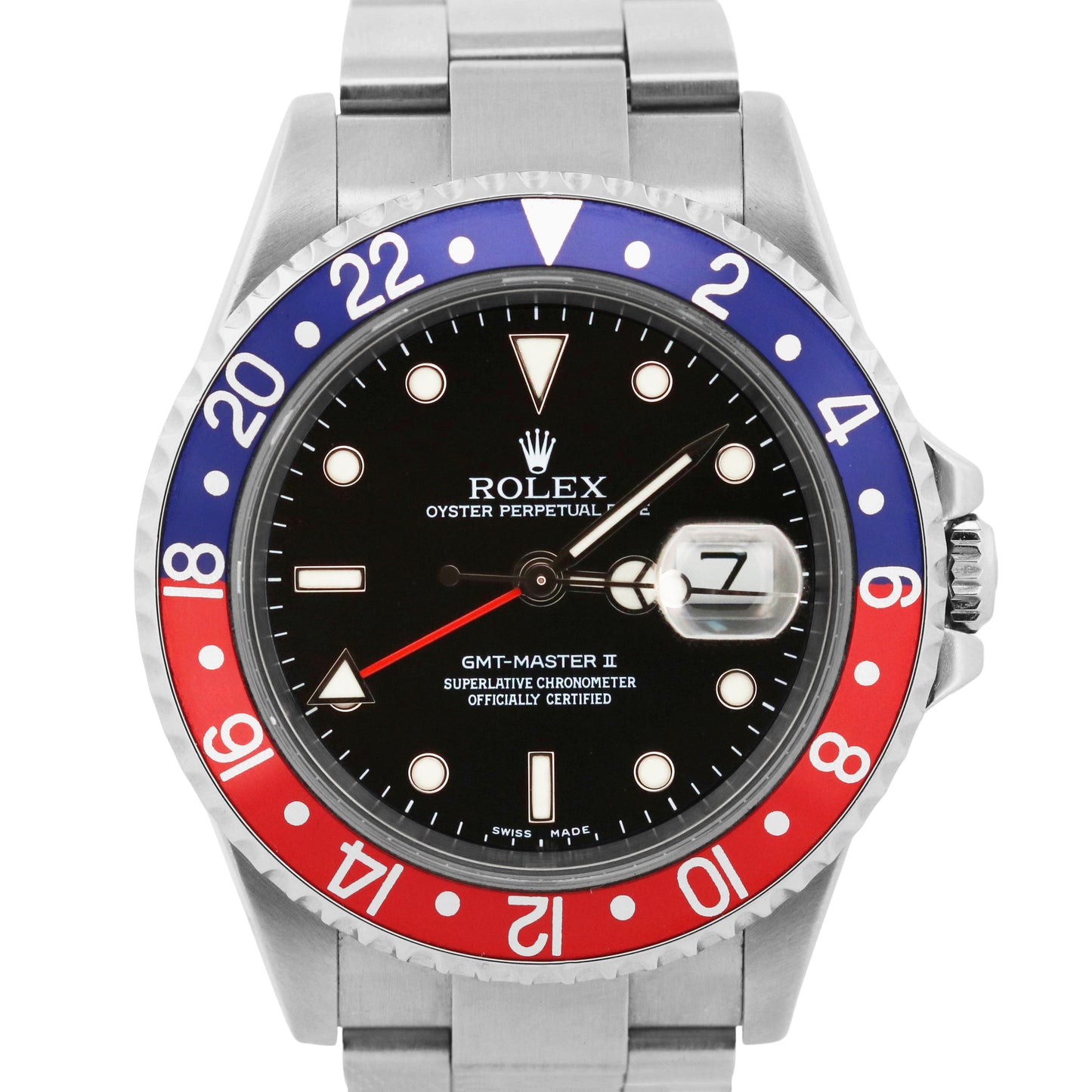 Rolex GMT-Master II PEPSI Blue Red Stainless Steel Oyster NO-HOLES Black 16710