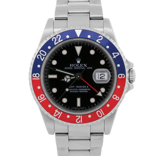 Rolex GMT-Master II 16710 40mm Pepsi Black Blue Red Stainless Steel Oyster Watch