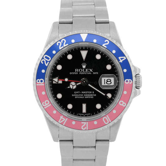 Rolex GMT-Master II 16710 40mm Pepsi Blue Red Rectangle Dial Steel Oyster Watch