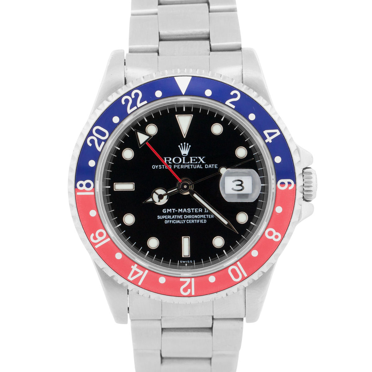 Rolex GMT-Master II 16710 40mm Pepsi Red Blue Stainless Steel Swiss Only Watch