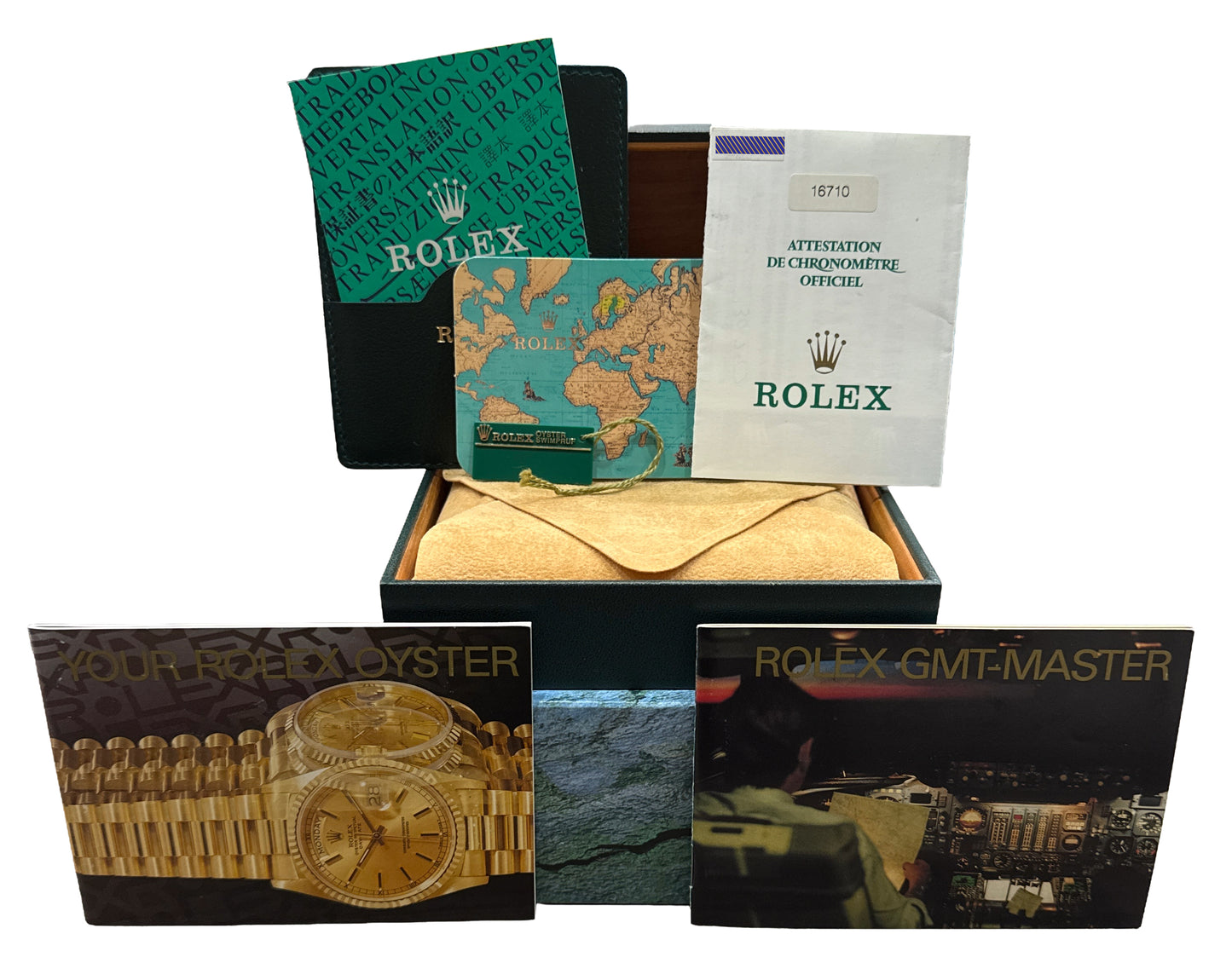 1997 PAPERS Rolex GMT-Master II BLACK Stainless Steel OYSTER 16710 Watch BOX