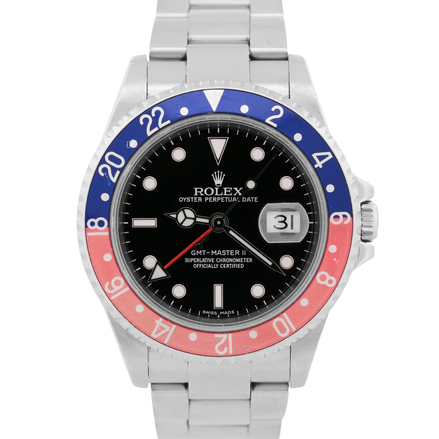 RARE UNPOLISHED 2008 PAPERS Rolex GMT-Master II 3186 PEPSI Steel 16710 Watch BOX