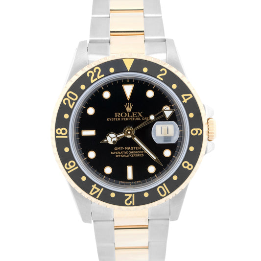 Rolex GMT-Master II BLACK 18K Yellow Gold Stainless Steel OYSTER 40mm 16713 BOX