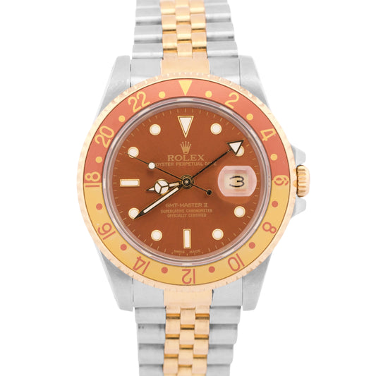 PAPERS Rolex GMT-Master II ROOT BEER Brown 40mm 18K Steel JUBILEE 16713 BOX