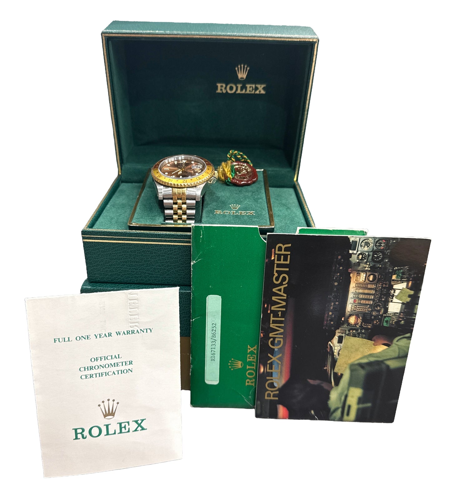 PAPERS Rolex GMT-Master II ROOT BEER Brown 40mm 18K Steel JUBILEE 16713 BOX