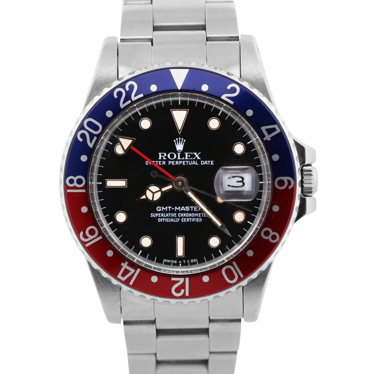 1986 Rolex GMT-Master 16750 Pepsi Black Red Blue Oyster Stainless Steel 40mm