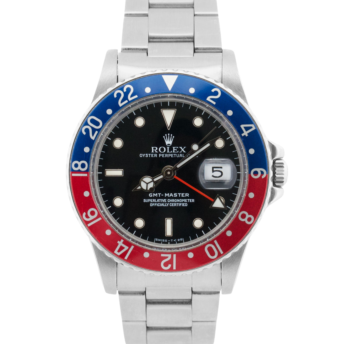 1982 Rolex GMT-Master 16750 Pepsi Red Blue Glossy Dial Steel 40mm Oyster Watch