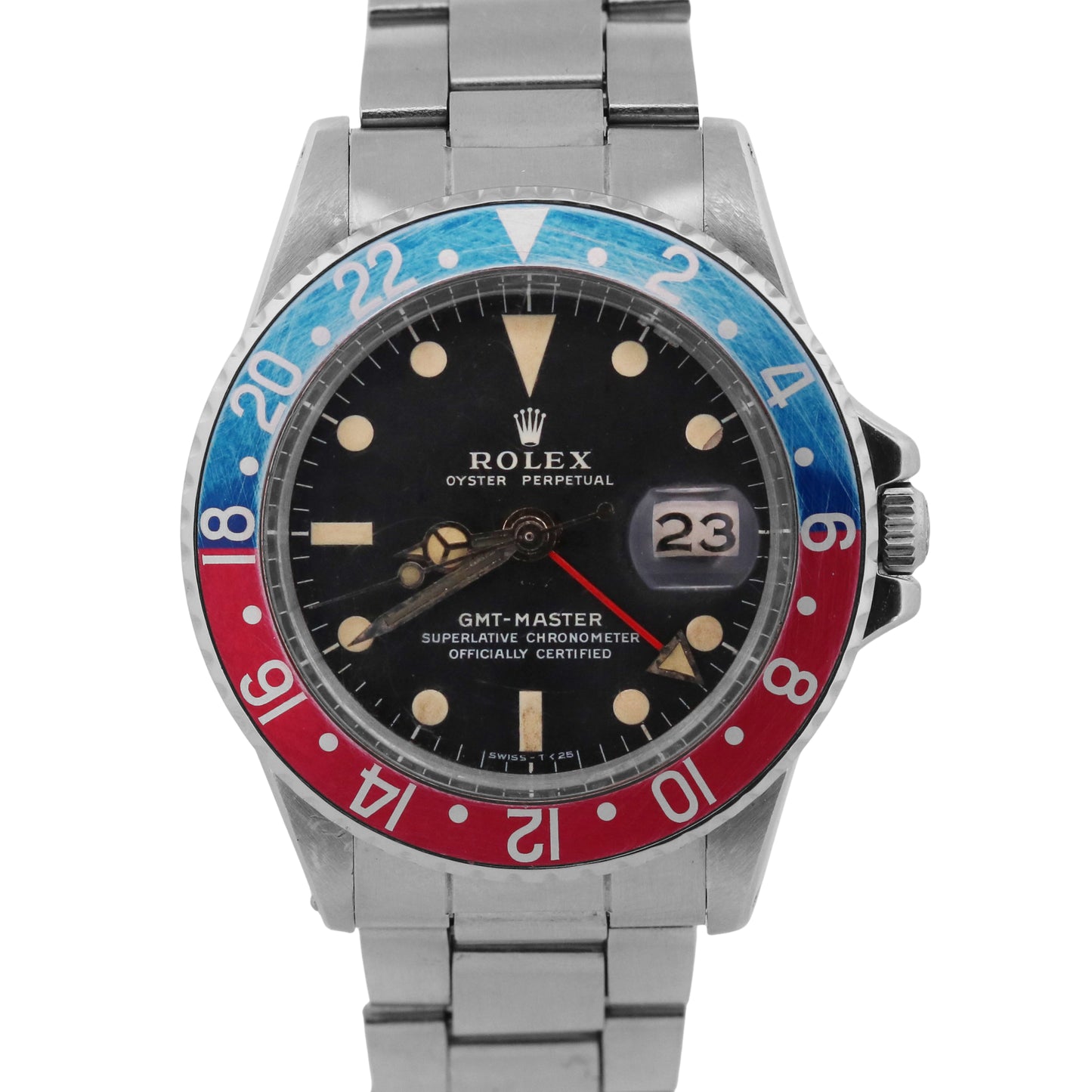 Vintage 1973 Rolex GMT-Master 1675 Pepsi Steel Blue Red Patina MK2 40mm 1675