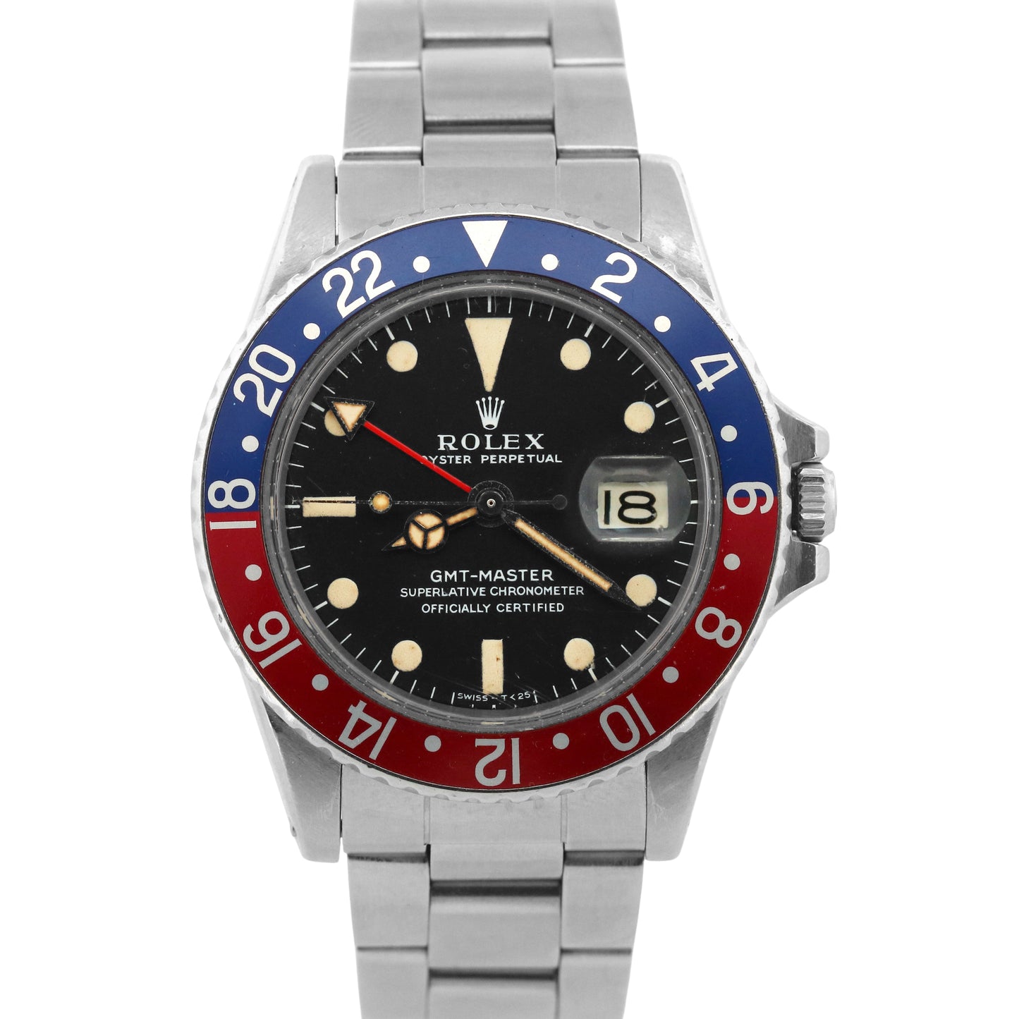 VINTAGE 1968 Rolex GMT-Master PATINA PEPSI Steel 1.9XX MK1 Long-E 40mm 1675