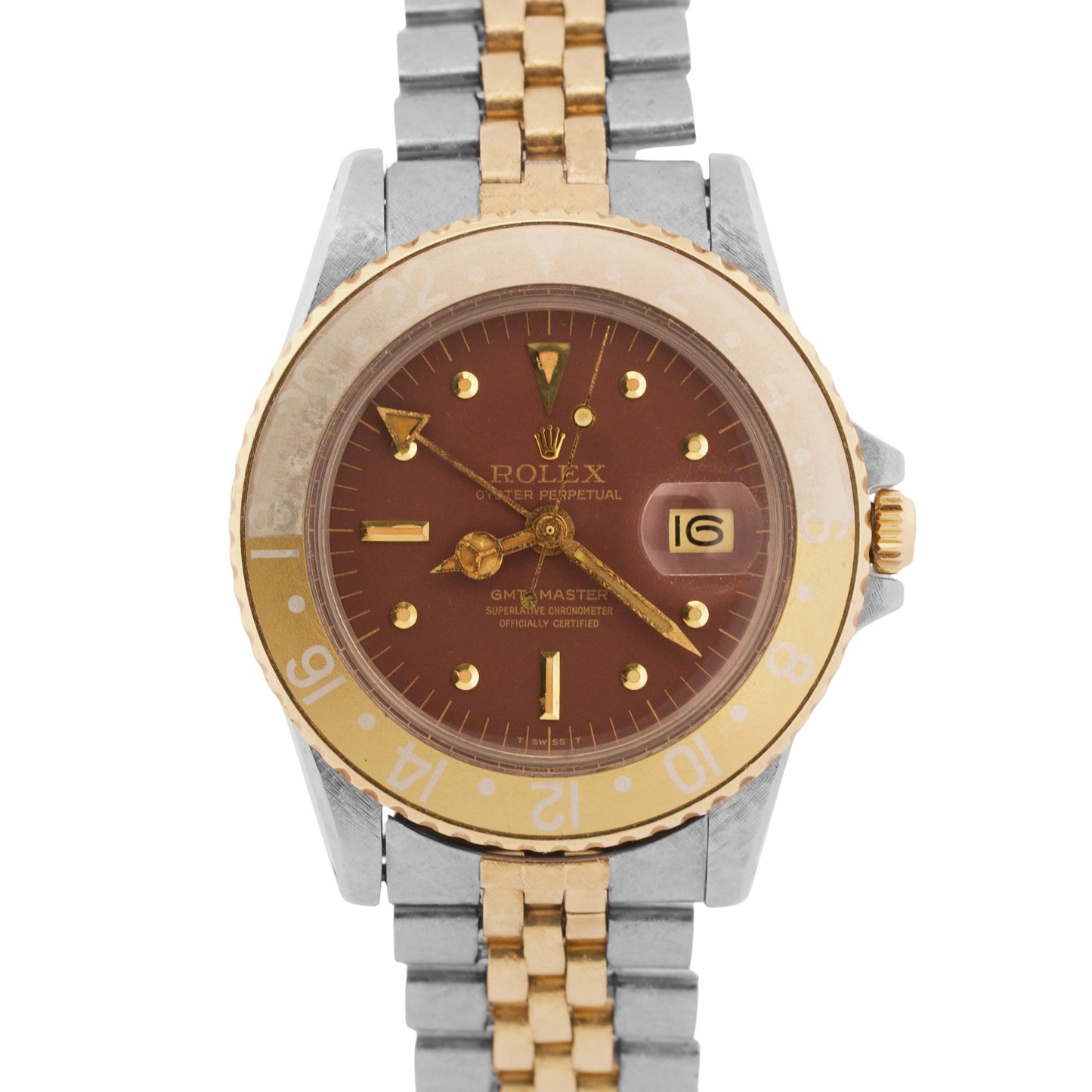 VINTAGE Rolex GMT-Master BROWN 18K Steel FLORENTINE ROOT BEER Jubilee 40mm 1675