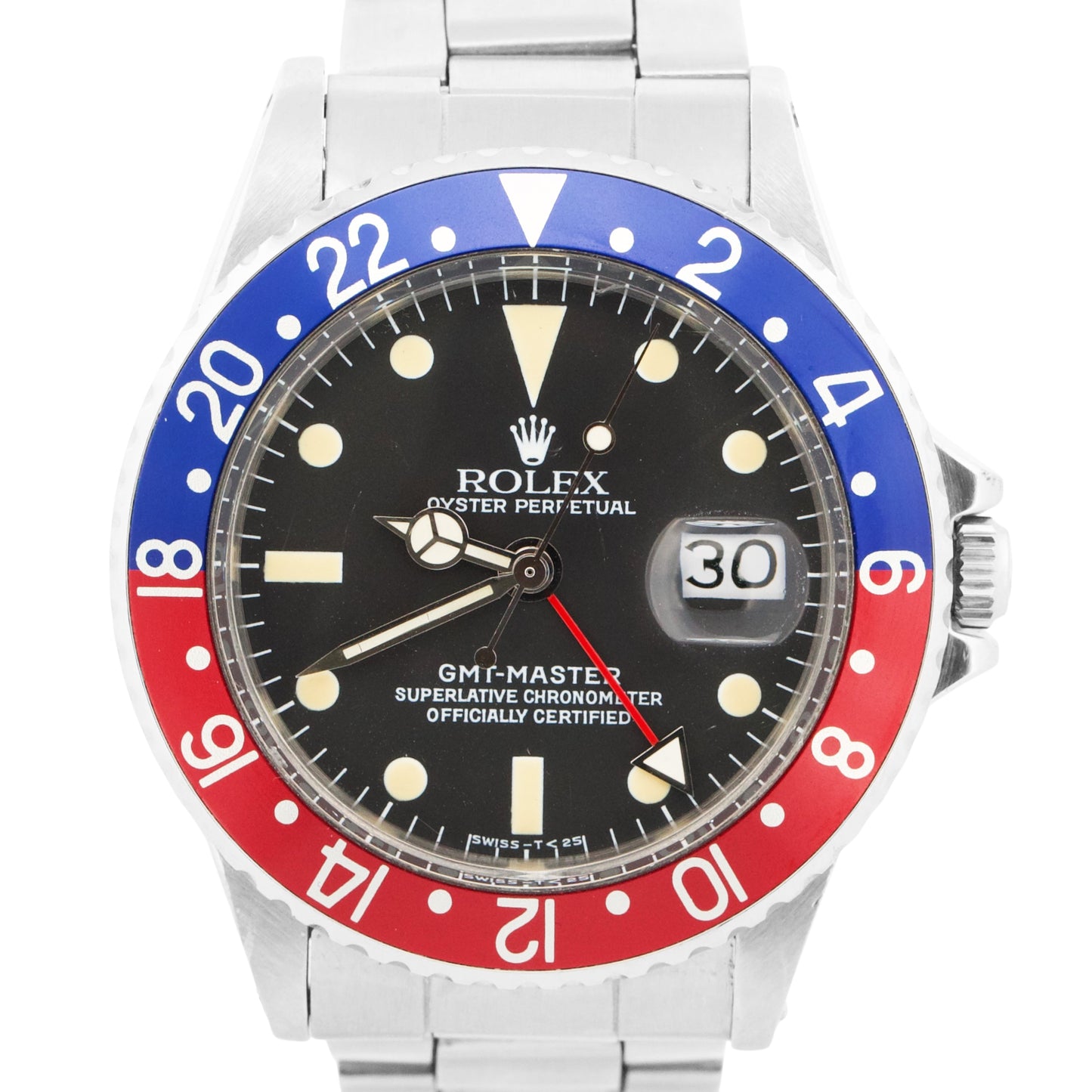 VINTAGE 1971 Rolex GMT-Master Red Blue PATINA PEPSI Black Oyster Steel 40mm 1675