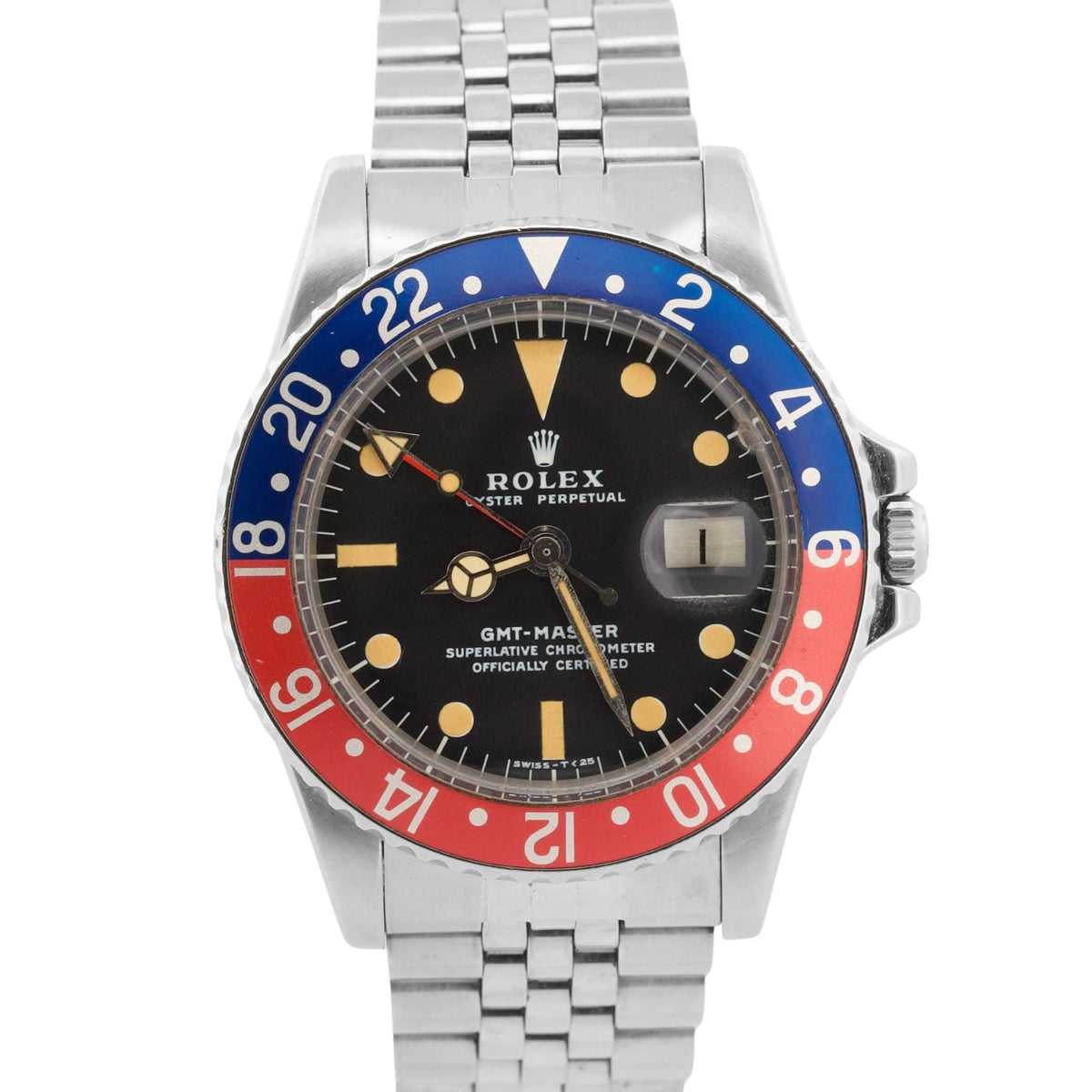 1978 Rolex GMT-Master Red Blue Patina Pepsi Jubilee MK2 Steel 40mm 1675 Box Papers