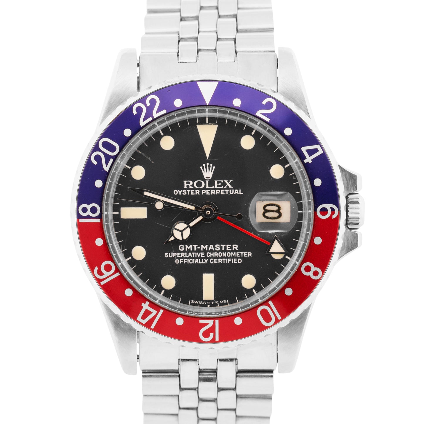 VINTAGE 1968 Rolex GMT-Master PEPSI Black Red Blue JUBILEE Steel 40mm 1675 Watch