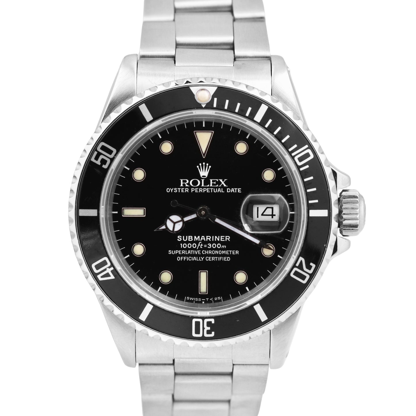 1986 Rolex Submariner Date Black PATINA 40mm Stainless Steel Oyster Watch 16800