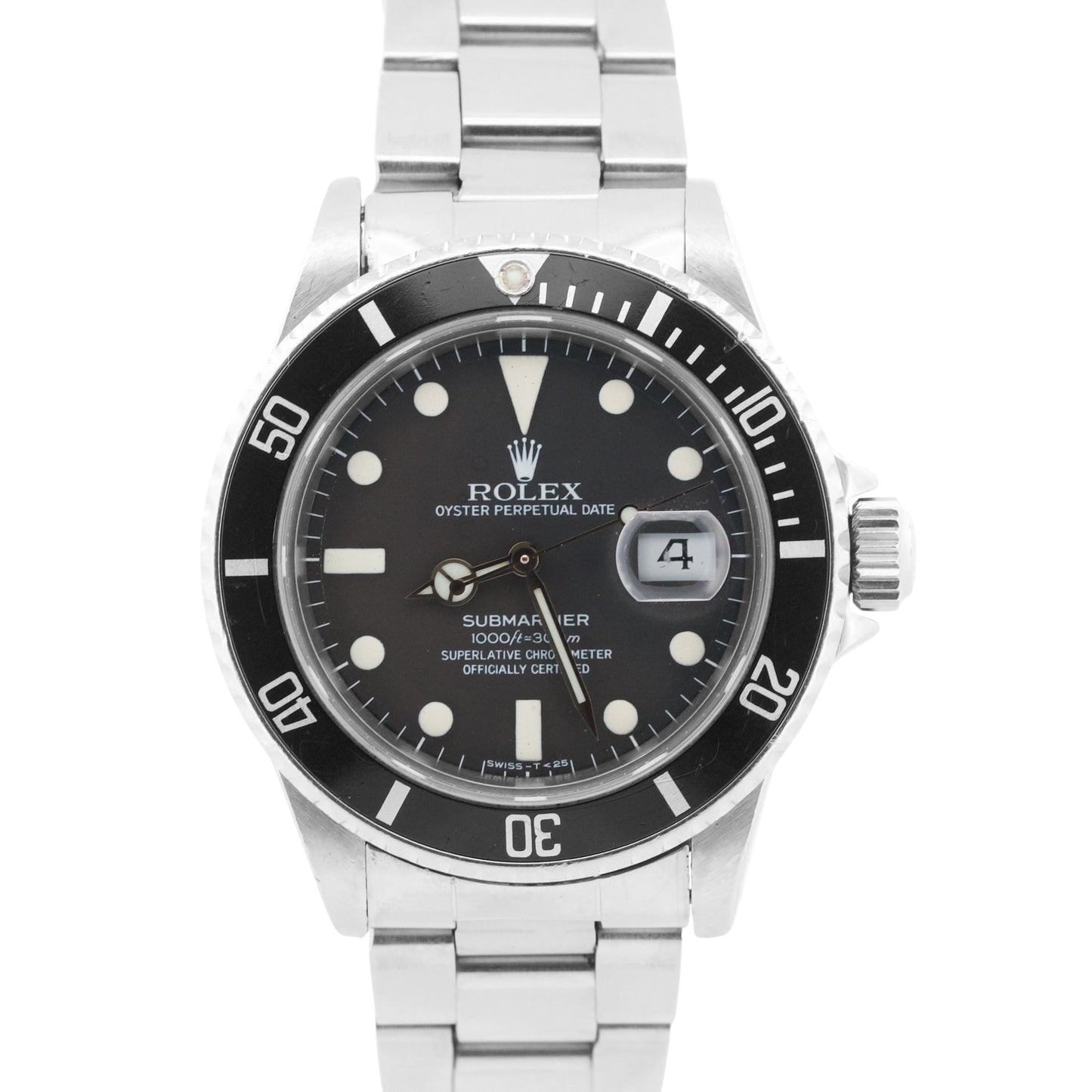 VINTAGE Rolex Submariner Date Black MATTE DIAL 16800 40mm Stainless Steel Watch