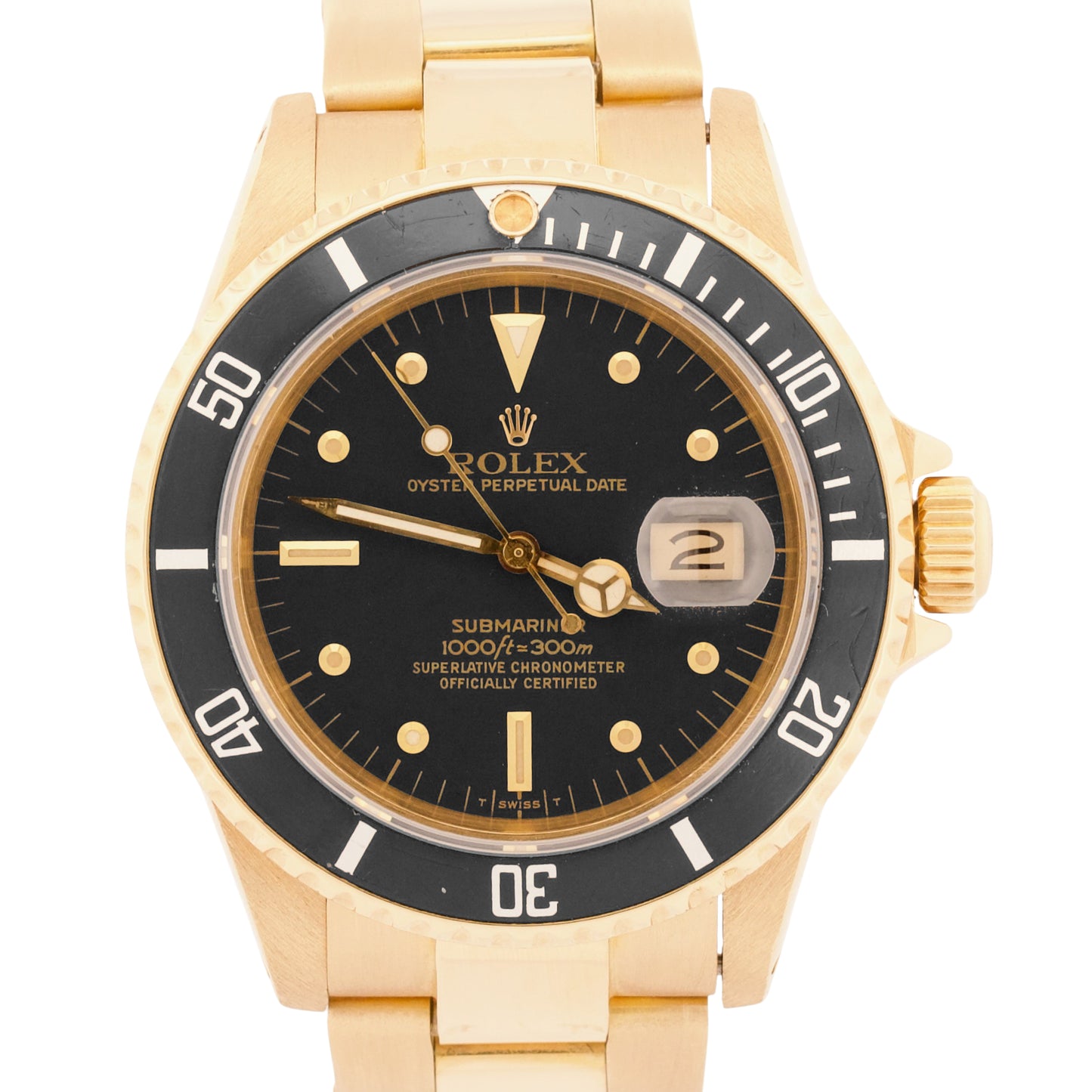 1984 Rolex Submariner Date BLACK NIPPLE 18K Yellow Gold Oyster 40mm 16808 Watch