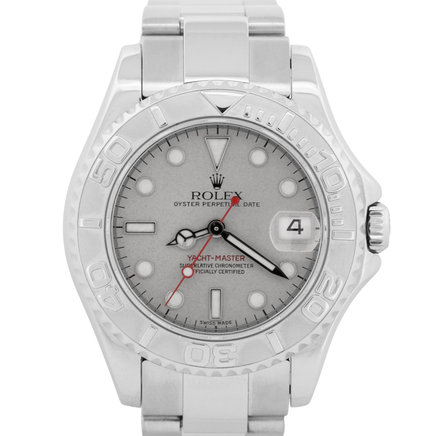 Rolex Yacht-Master Mid-Size PLATINUM Stainless Steel 35mm 168622 Date Watch