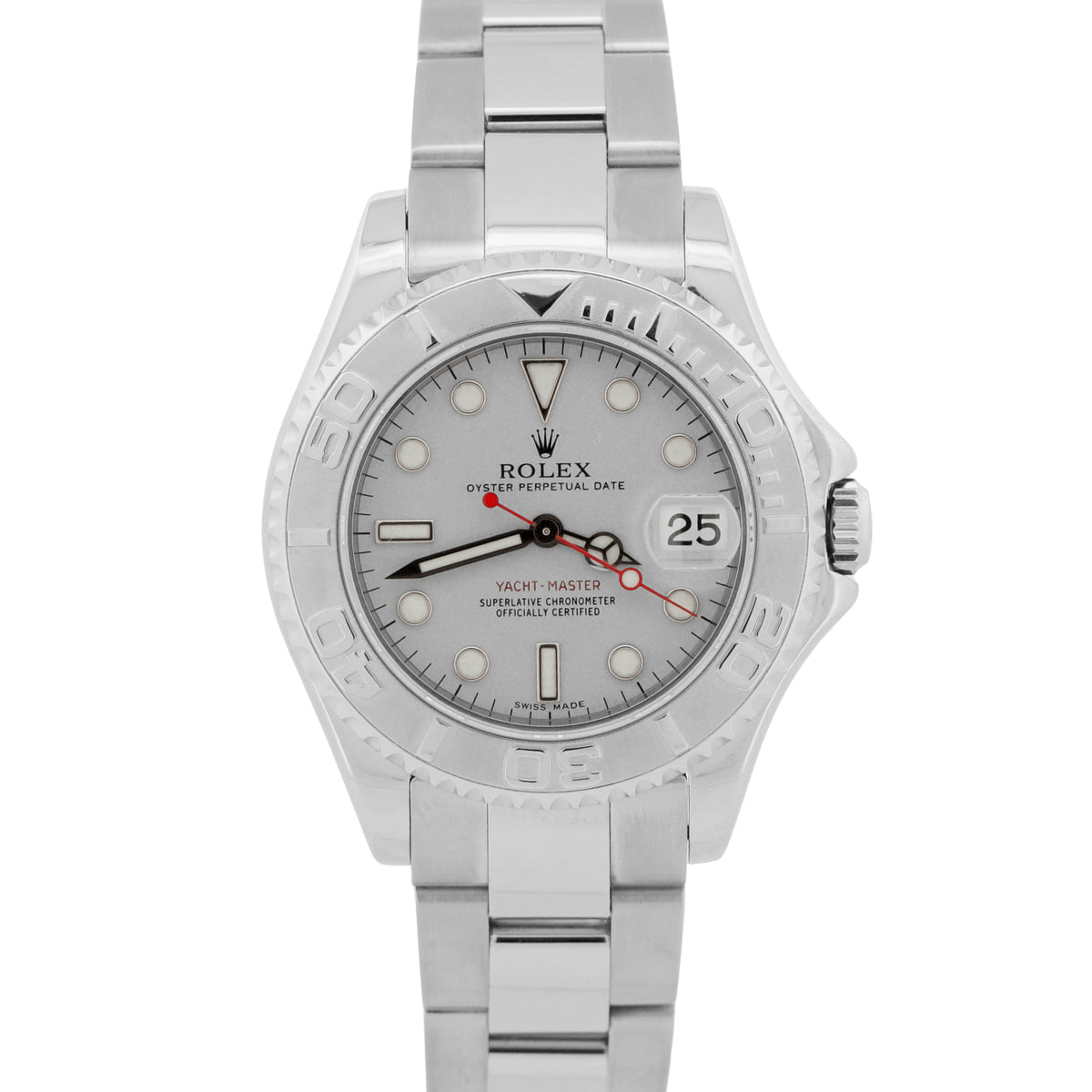 2003 Rolex Yacht-Master 168622 Platinum Stainless Steel 35mm Watch Box Papers