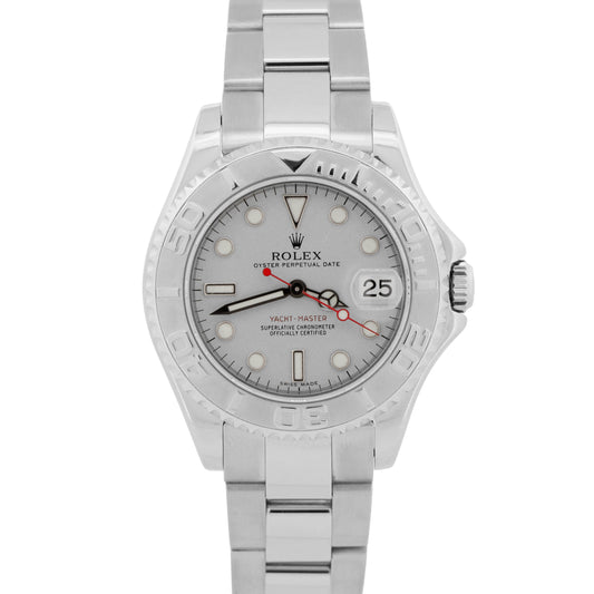 2003 Rolex Yacht-Master 168622 Platinum Stainless Steel 35mm Watch Box Papers