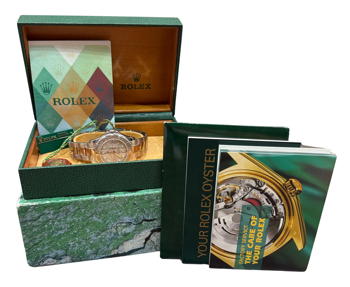 2003 Rolex Yacht-Master 168622 Platinum Stainless Steel 35mm Watch Box Papers