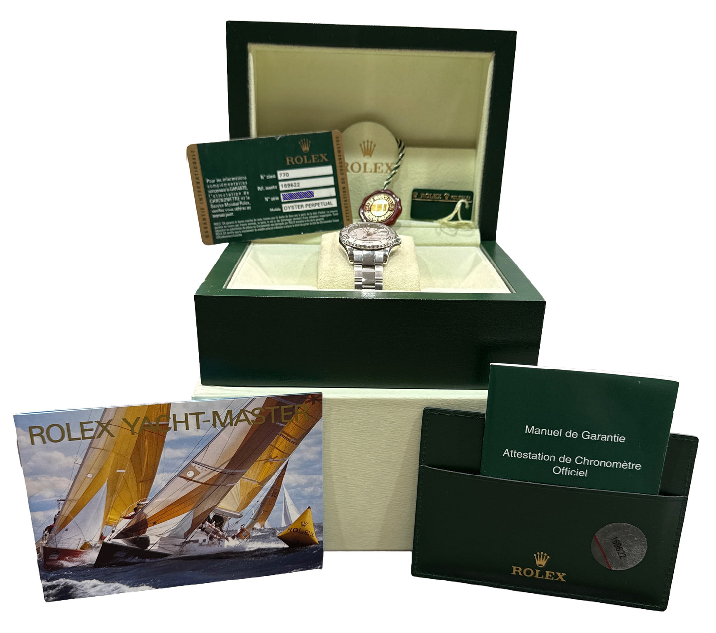 PAPERS Ladies Rolex Yacht-Master PLATINUM 29mm Stainless Steel Watch 169622 BOX