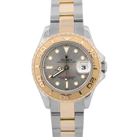 Ladies Rolex Yacht-Master SLATE GRAY 18K Yellow Gold Steel 29mm Two-Tone 169623
