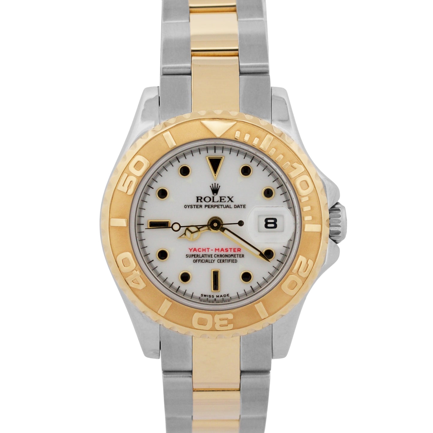 2023 RSC Ladies Rolex Yacht-Master WHITE 18K Yellow Gold Steel 29mm 169623 Watch