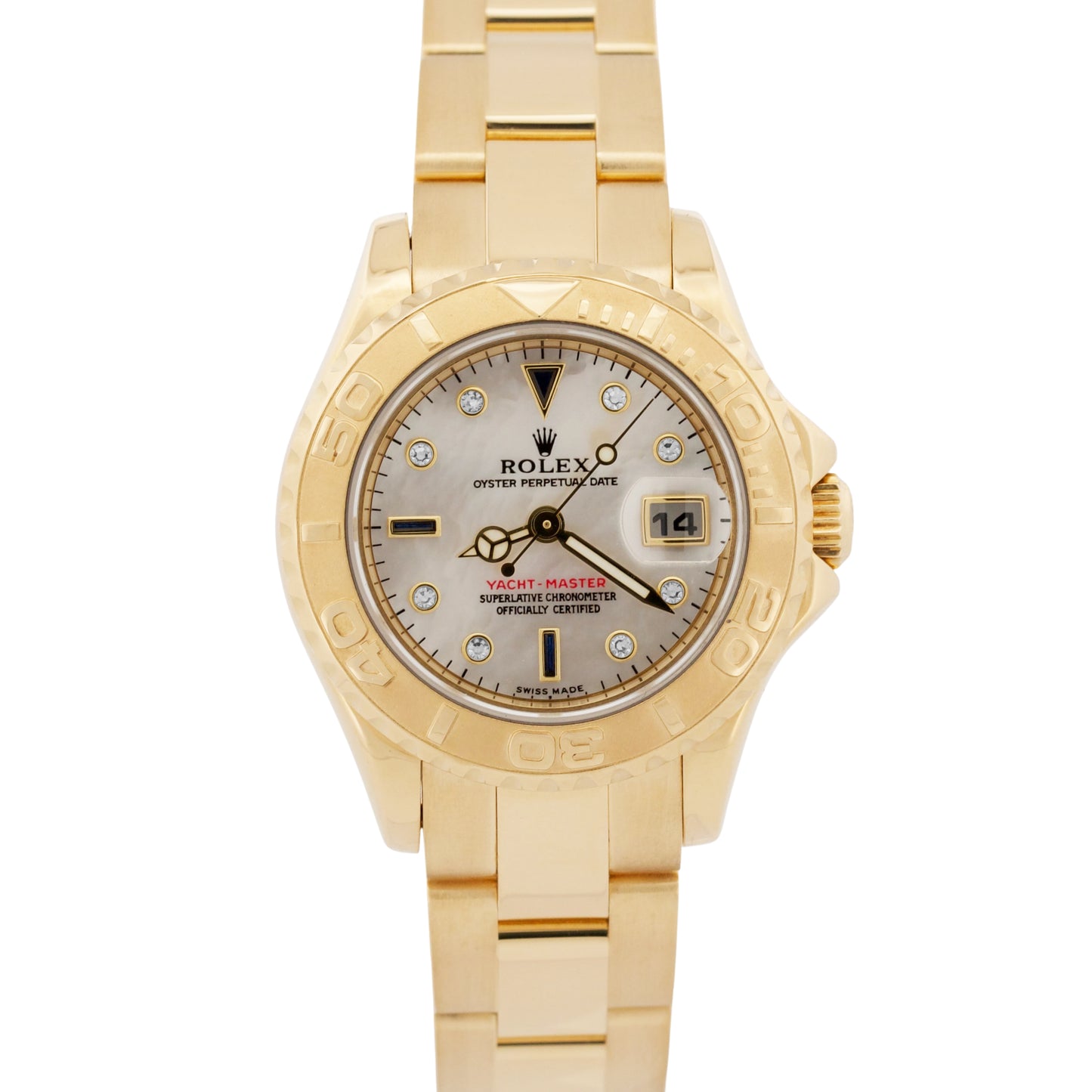 Ladies Rolex Yacht-Master FACTORY SERTI MOP DIAMOND 18K Yellow Gold 29mm 169628