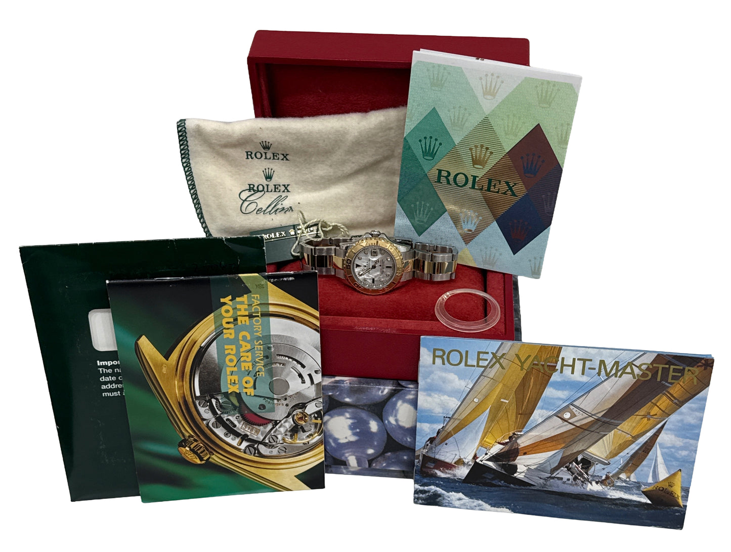 PAPERS Ladies Rolex Yacht-Master 29mm MOP DIAMOND 169623 18K Gold Steel BOX