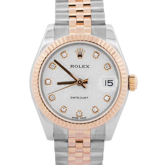 2019 PAPERS Rolex DateJust 31mm SILVER JUBILEE DIAMOND 18K Gold Steel 178271 BOX