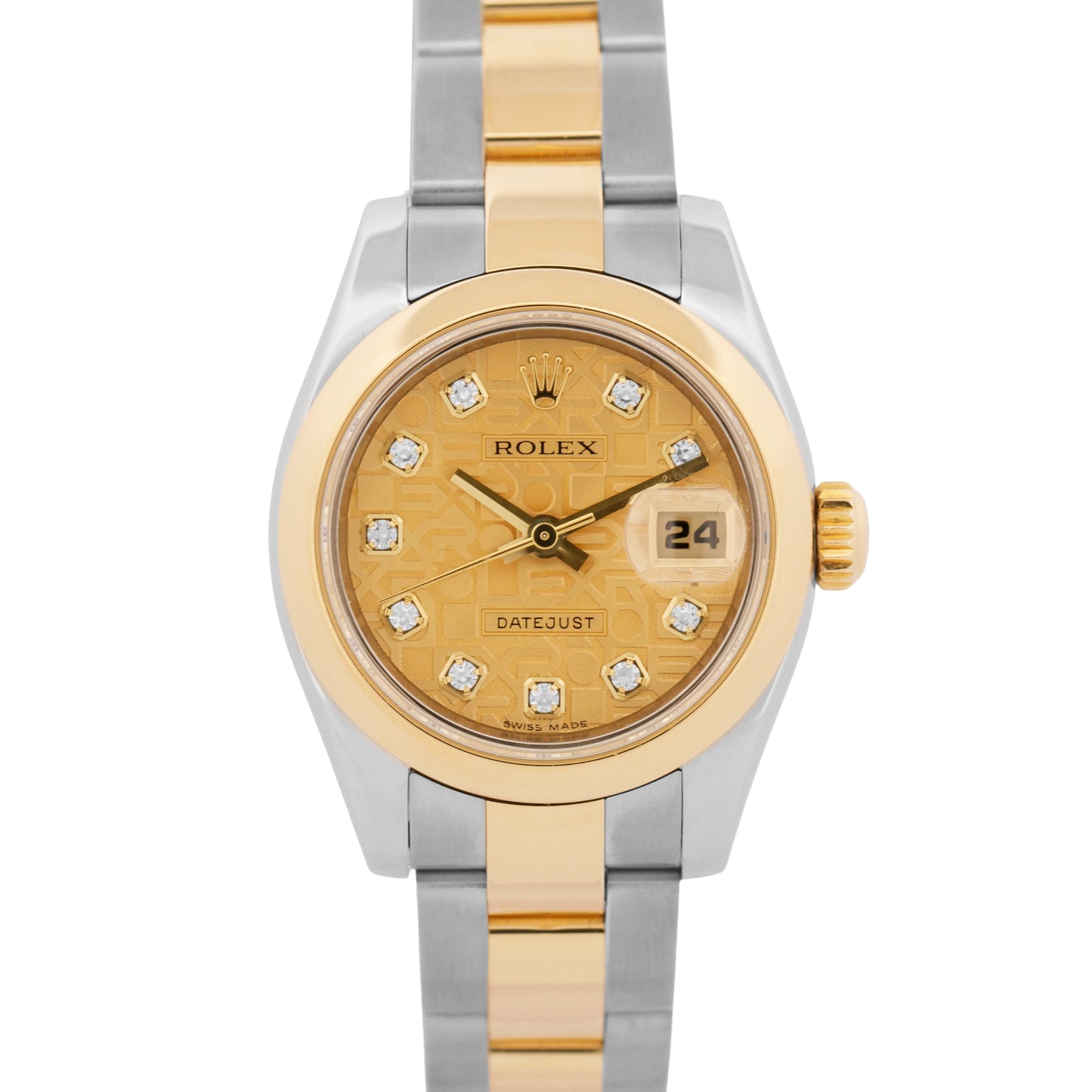 2007 PAPERS Ladies Rolex DateJust CHAMPAGNE JUBILEE DIAMOND 26mm 18K 179163 BOX