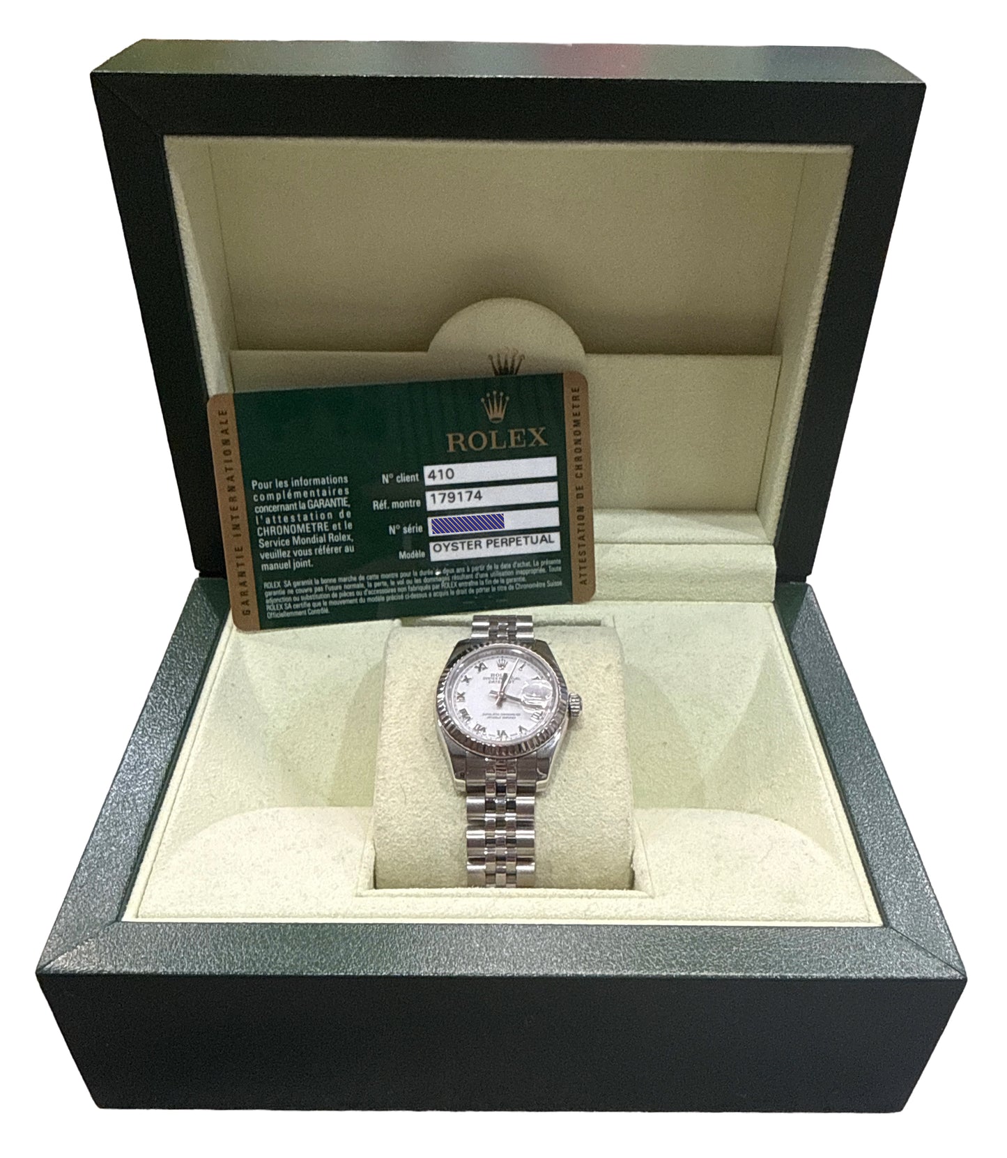 PAPERS Rolex DateJust 26mm WHITE ROMAN Steel 18K Gold JUBILEE 179174 BOX