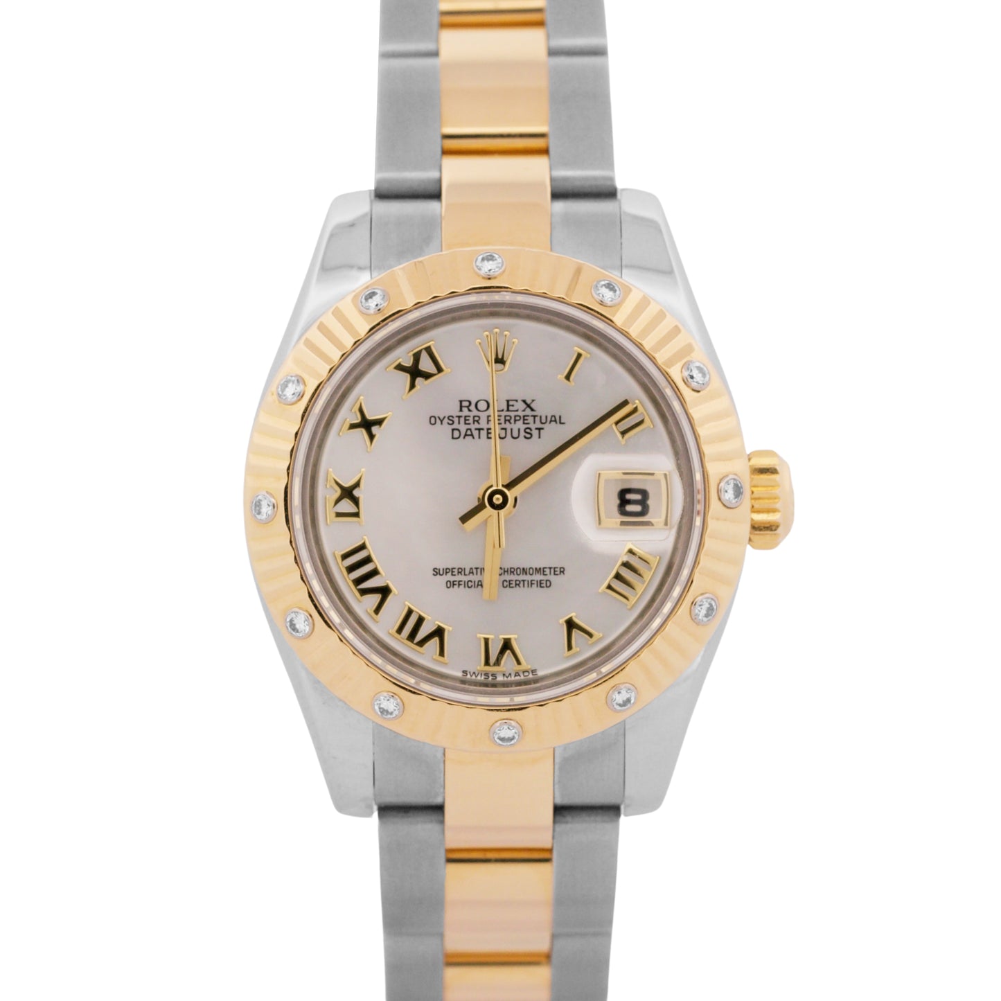Rolex DateJust 26mm MOP ROMAN DIAMOND 18K Gold Steel OYSTER 179313 Watch BOX