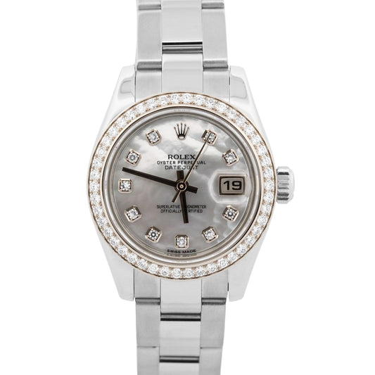 Rolex DateJust FACTORY MOP DIAMOND Steel 18K Gold 26mm OYSTER 179384 Watch