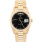 1986 Rolex Day-Date President 18038 Black Fluted 18K Yellow Gold 36mm Watch