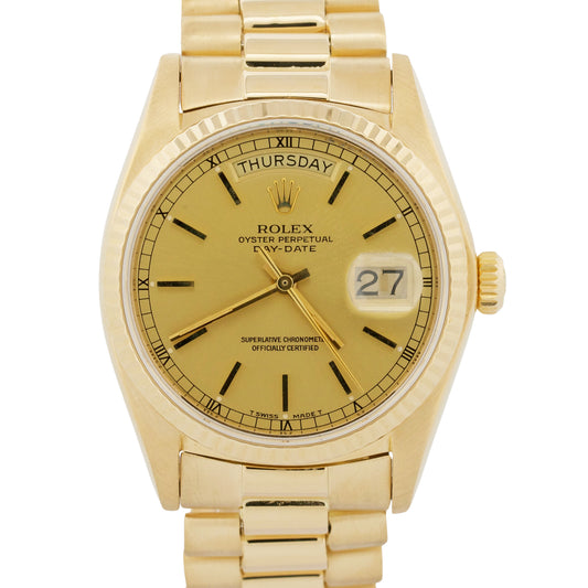 VINTAGE 1978 Rolex Day-Date President CHAMPAGNE 36mm 18K Yellow Gold 18038 Watch