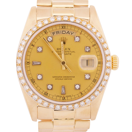 VINTAGE 1983 Rolex Day-Date President CHAMPAGNE DIAMOND 36mm 18K Gold 18038