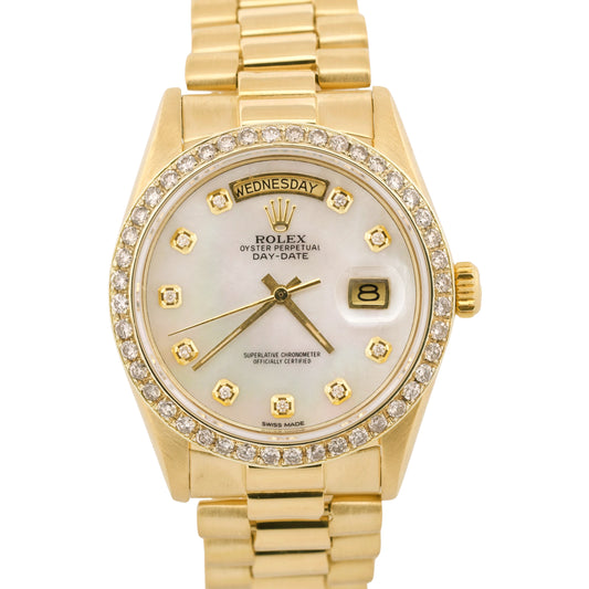 1979 Rolex Day-Date President MOP DIAMOND 36mm 18K Yellow Gold Watch 18038